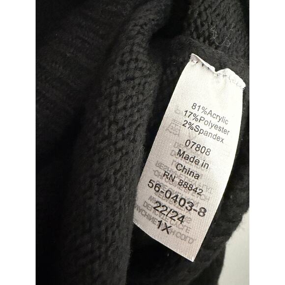 Ellos Womens Sweater Sz 22/24 Black W/ Gold Sequin Neckline Holiday New Years - Picture 3 of 3